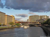 View up the river to Fredreichstrasse train station.
