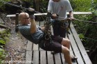 Jibby demonstrating fine form on zip line