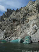 Landslide on the Thompson River with derailed cars